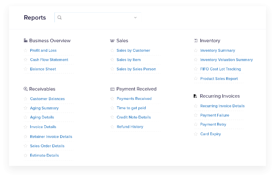 Make reports with accounting software - Zoho Books