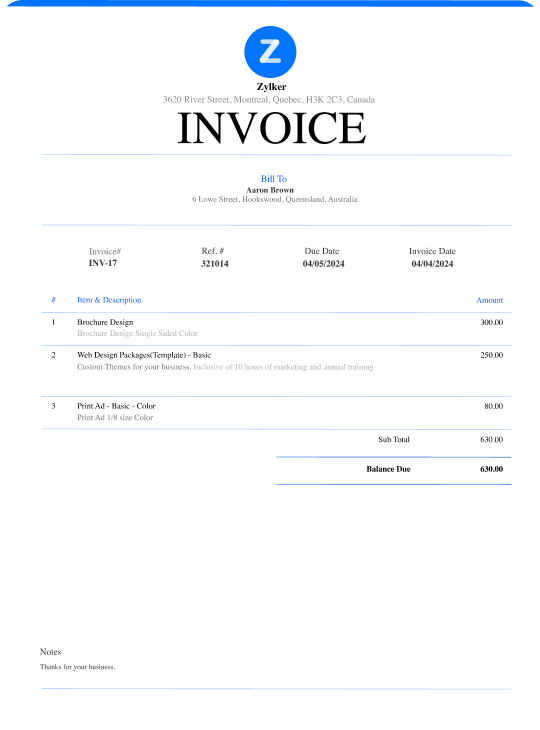 simple invoice template