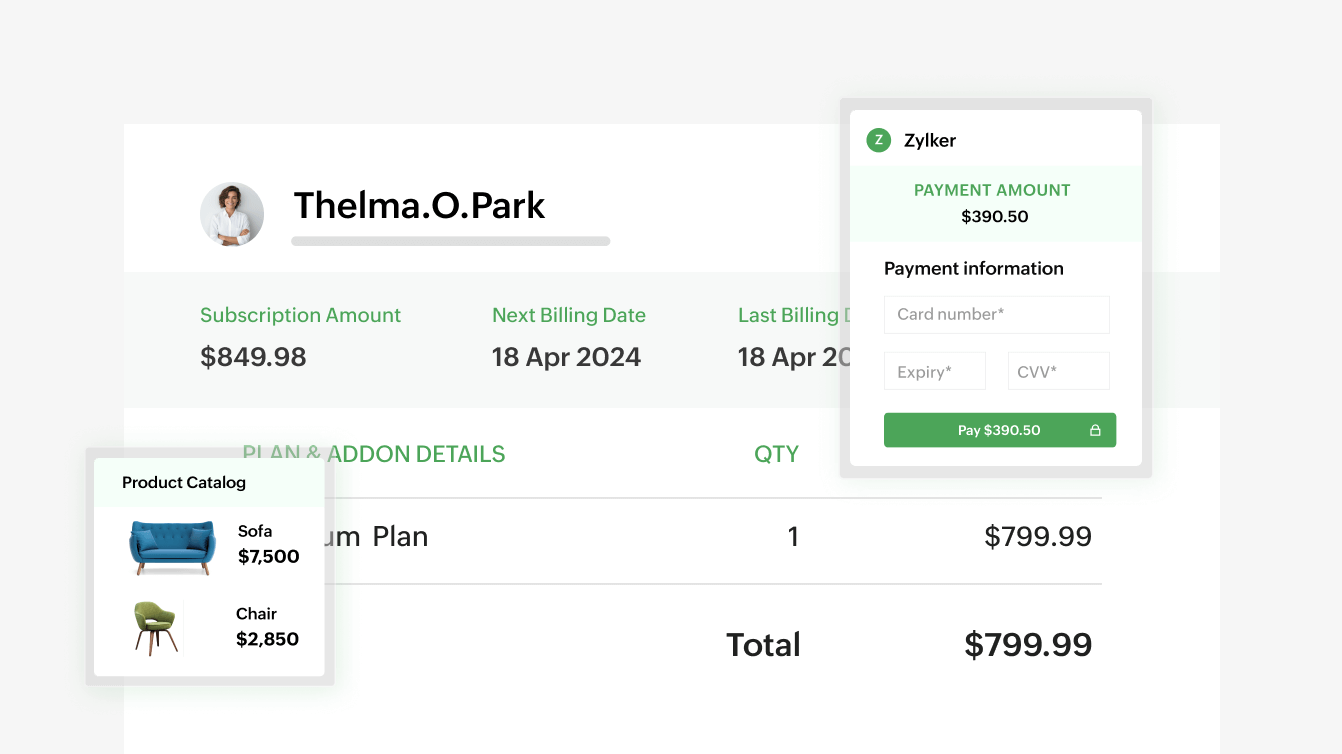 Preview of Zoho Billing's subscription management overview | Zoho Billing Preview of Zoho Billing's subscription management overview | Zoho Billing