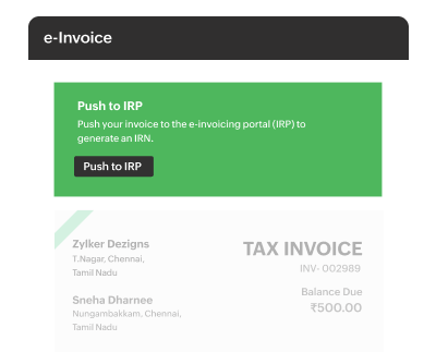 Send e-invoices to B2B clients with IRP integration for IRN and QR code generation | Zoho Billing