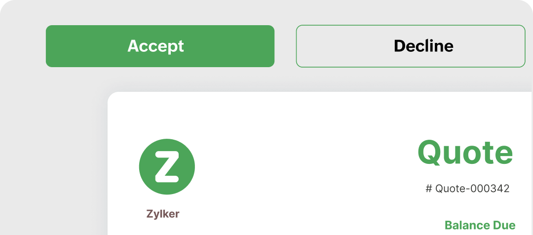 Image displaying a user approving a quote through the customer portal | Zoho Billing