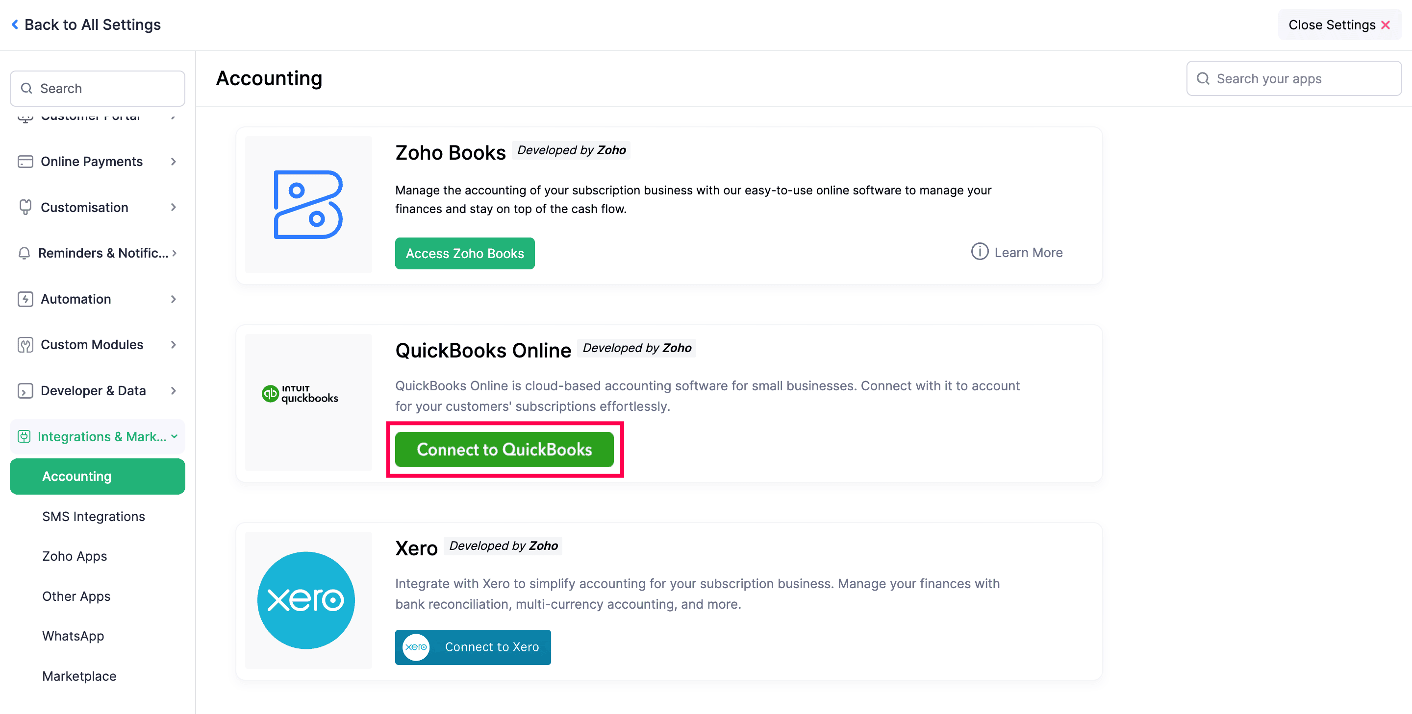set up quickbooks integration