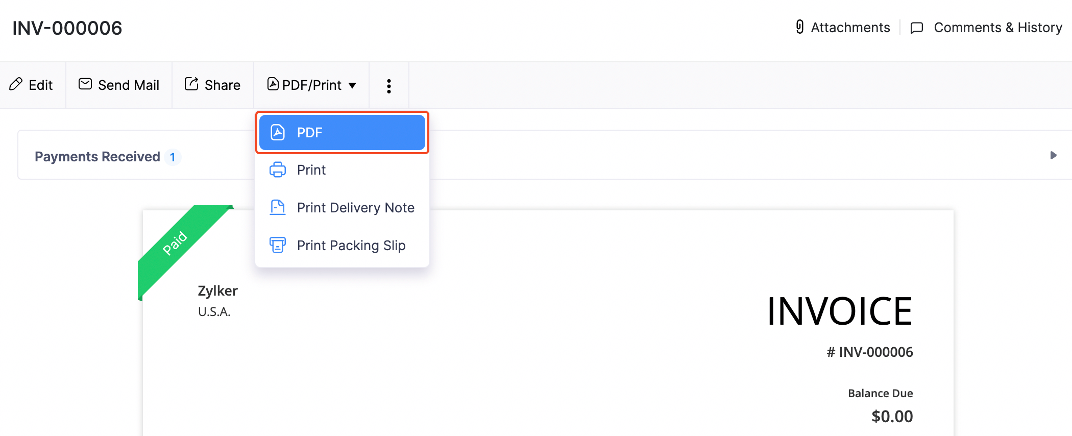 Invoices - Download PDF
