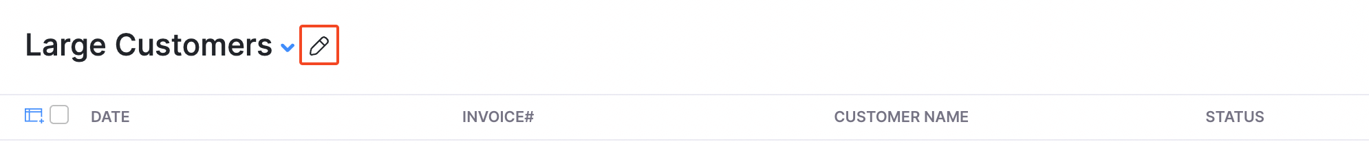 Invoices - Edit Custom View