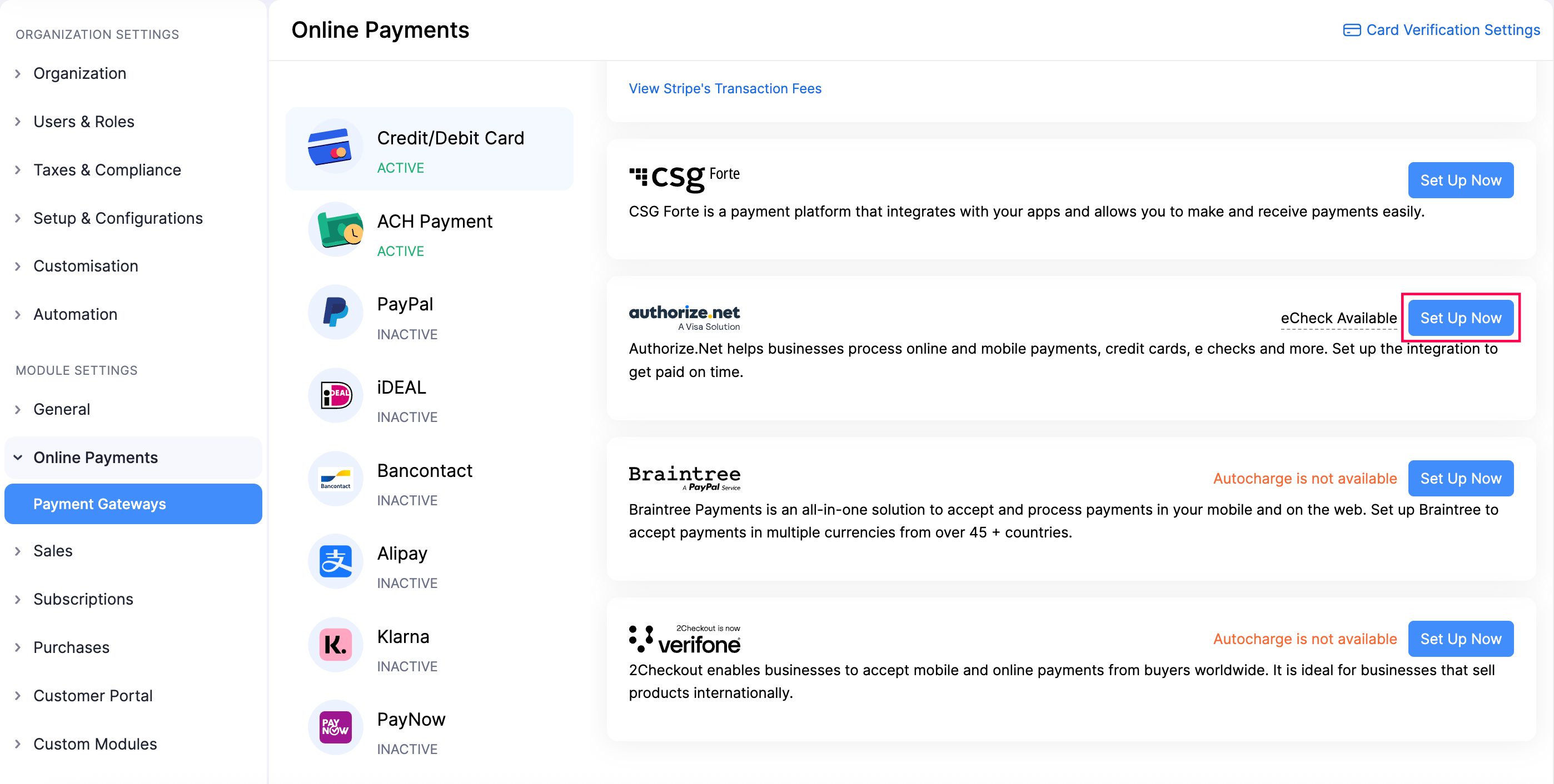 Set Up Authorize.Net
