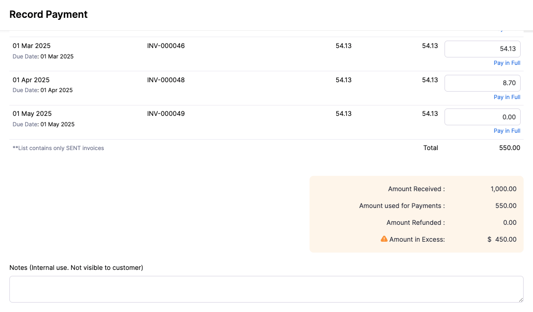 New Payments Received Footer