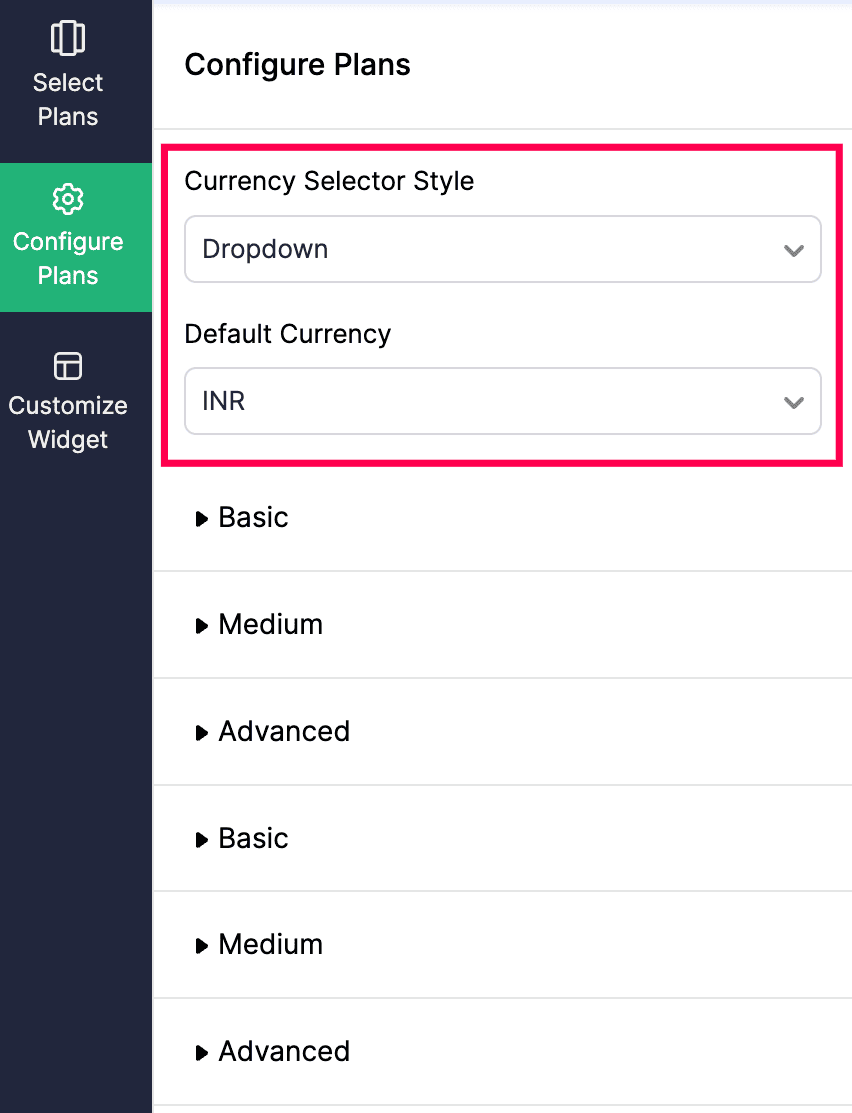 Currency Selector