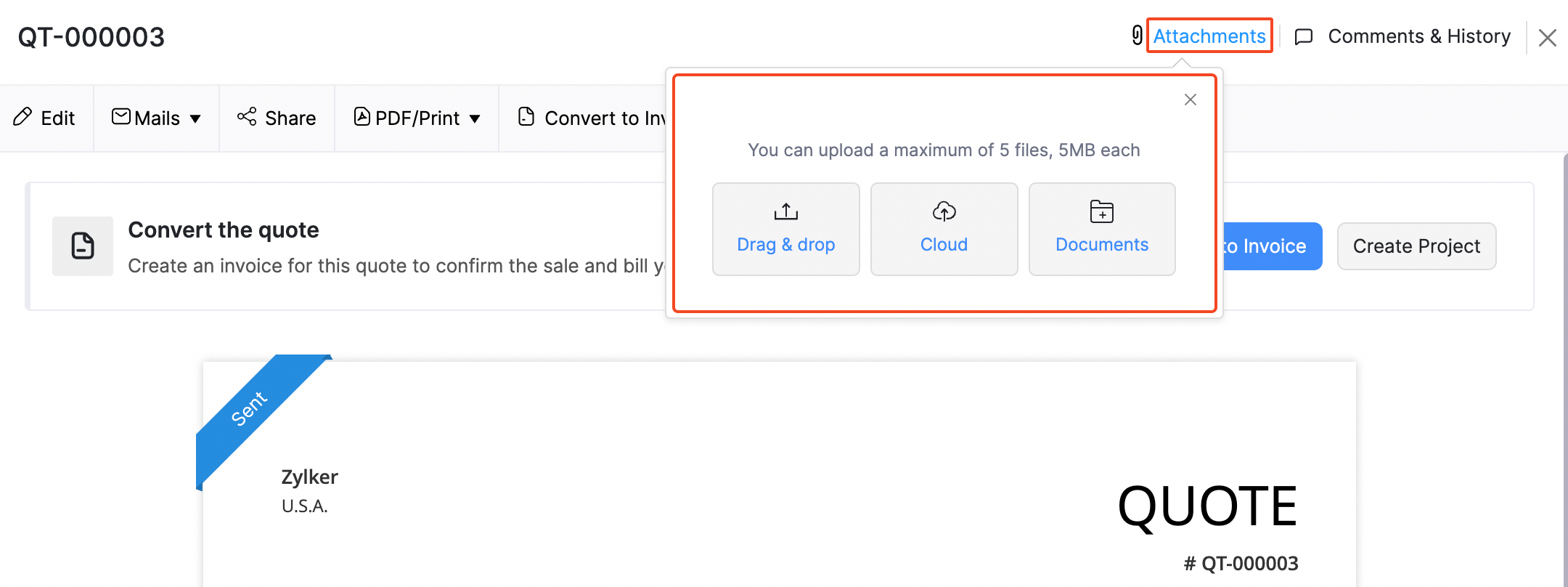 Quotes - Attach Files