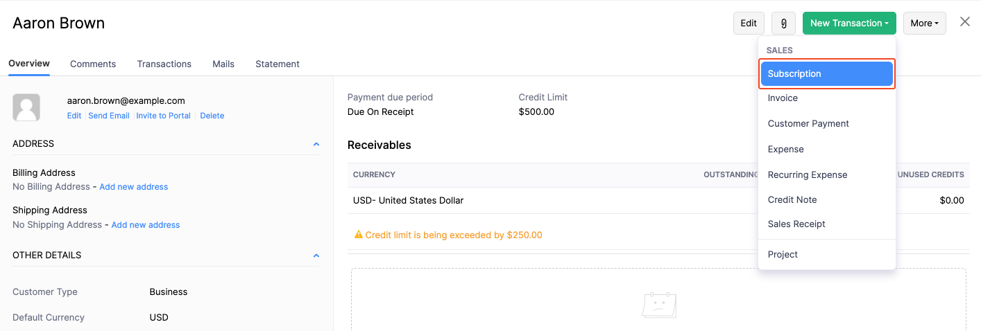 New Subscription From Customers