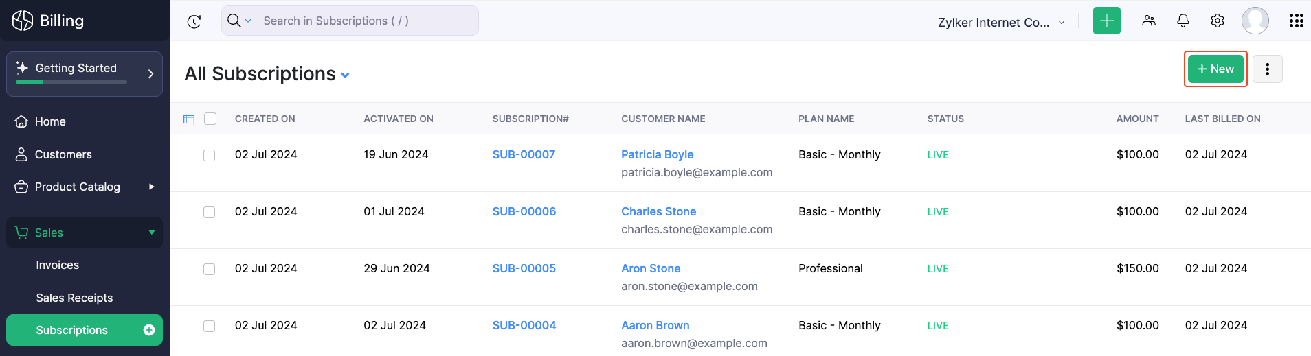 Create New Subscription