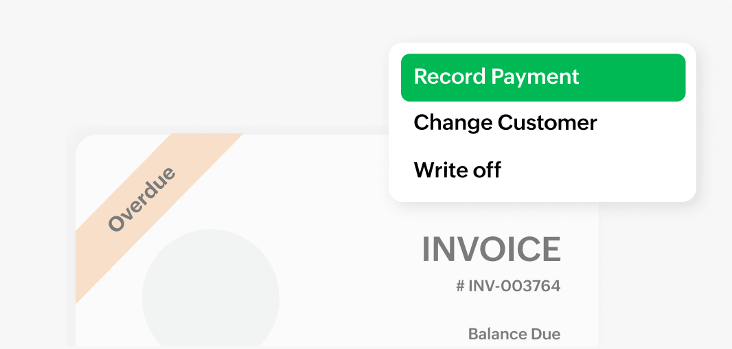 Image displaying the workflow of recording offline payments within Zoho Billing | Zoho Billing