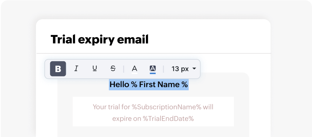 Preview of edit notification page | Zoho Billing