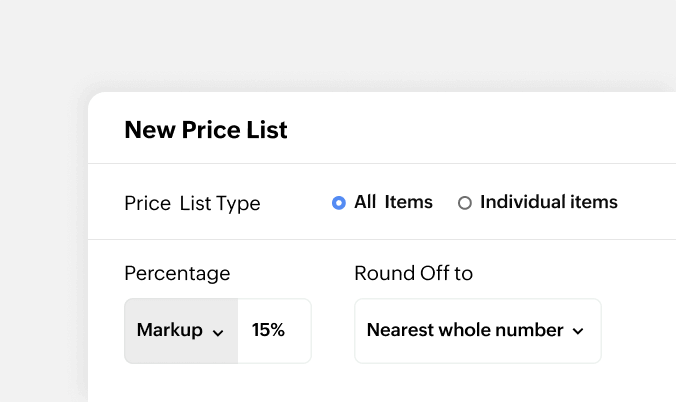 Create special price lists | Zoho Billing