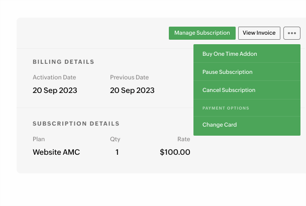 Manage your customer's subscription in a few simple clicks | Zoho Billing 