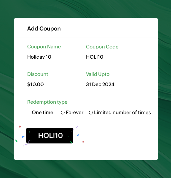 Offer discounts and coupons with ease | Zoho Billing