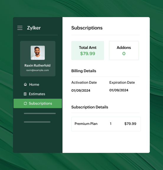 Allow your readers to manage their transactions and subscription through an easy-to-use customer portal | Zoho Billing