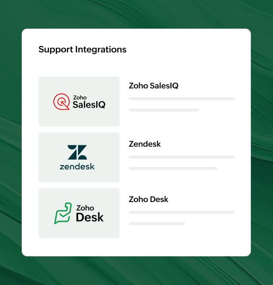 Seamless integration with support desk applications | Zoho Billing