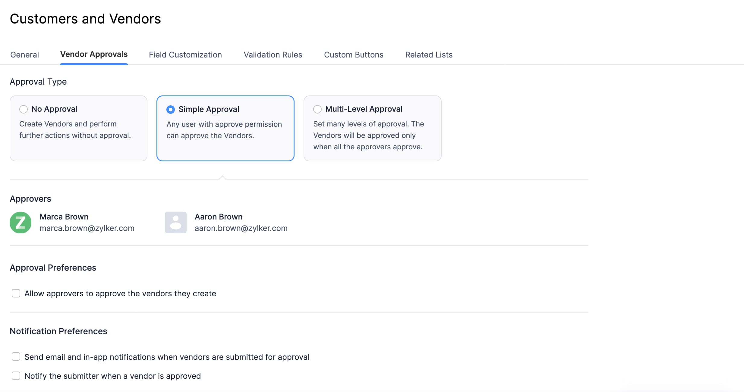 Select the preferred Approval Type
