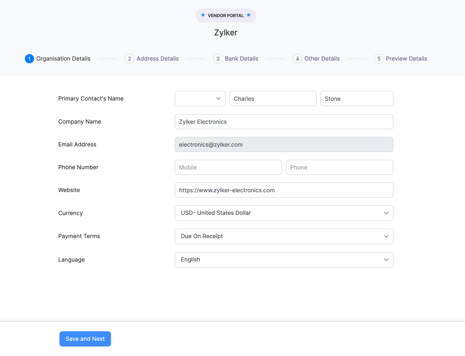 Fill in your business's basic details