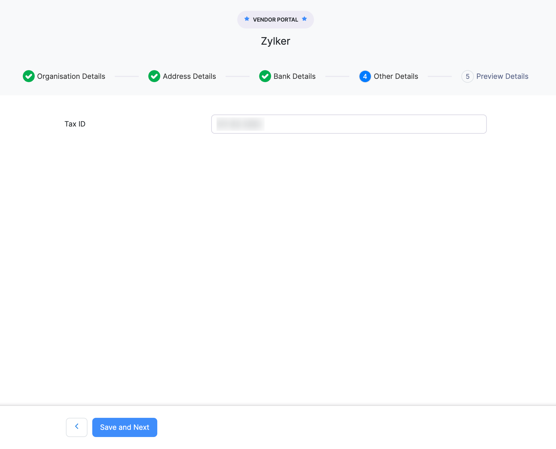 Fill in your business's bank details
