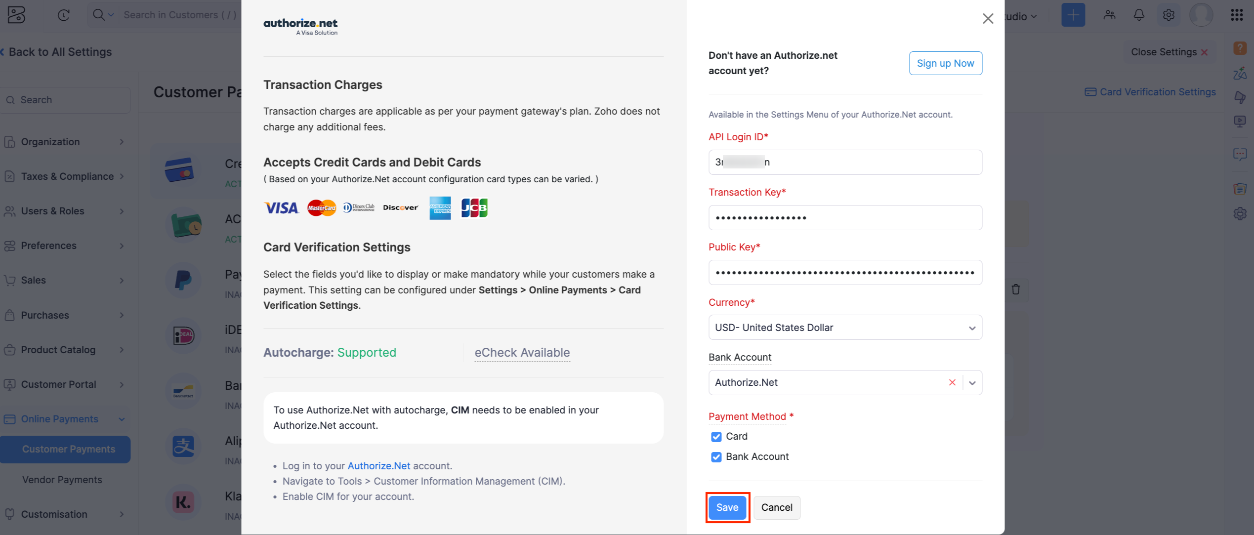 Set Up Authorize.Net