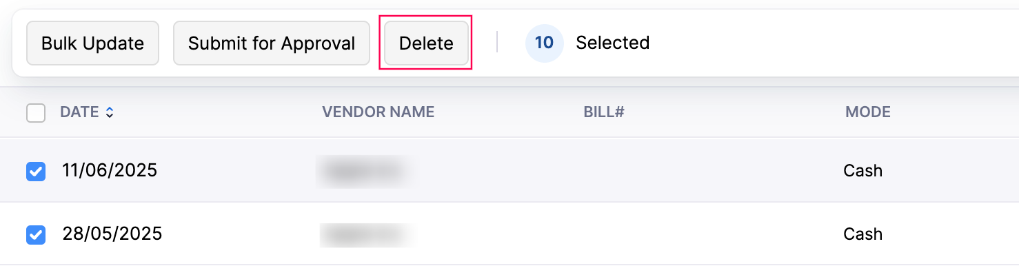 Bulk Delete Payments