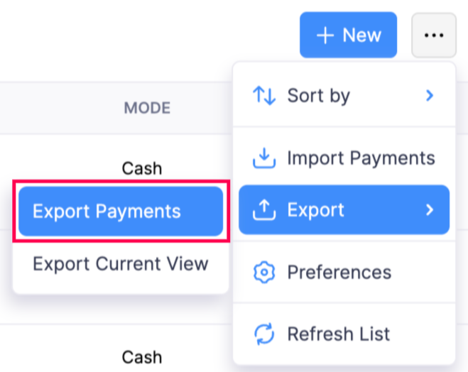Export Payments Made Button