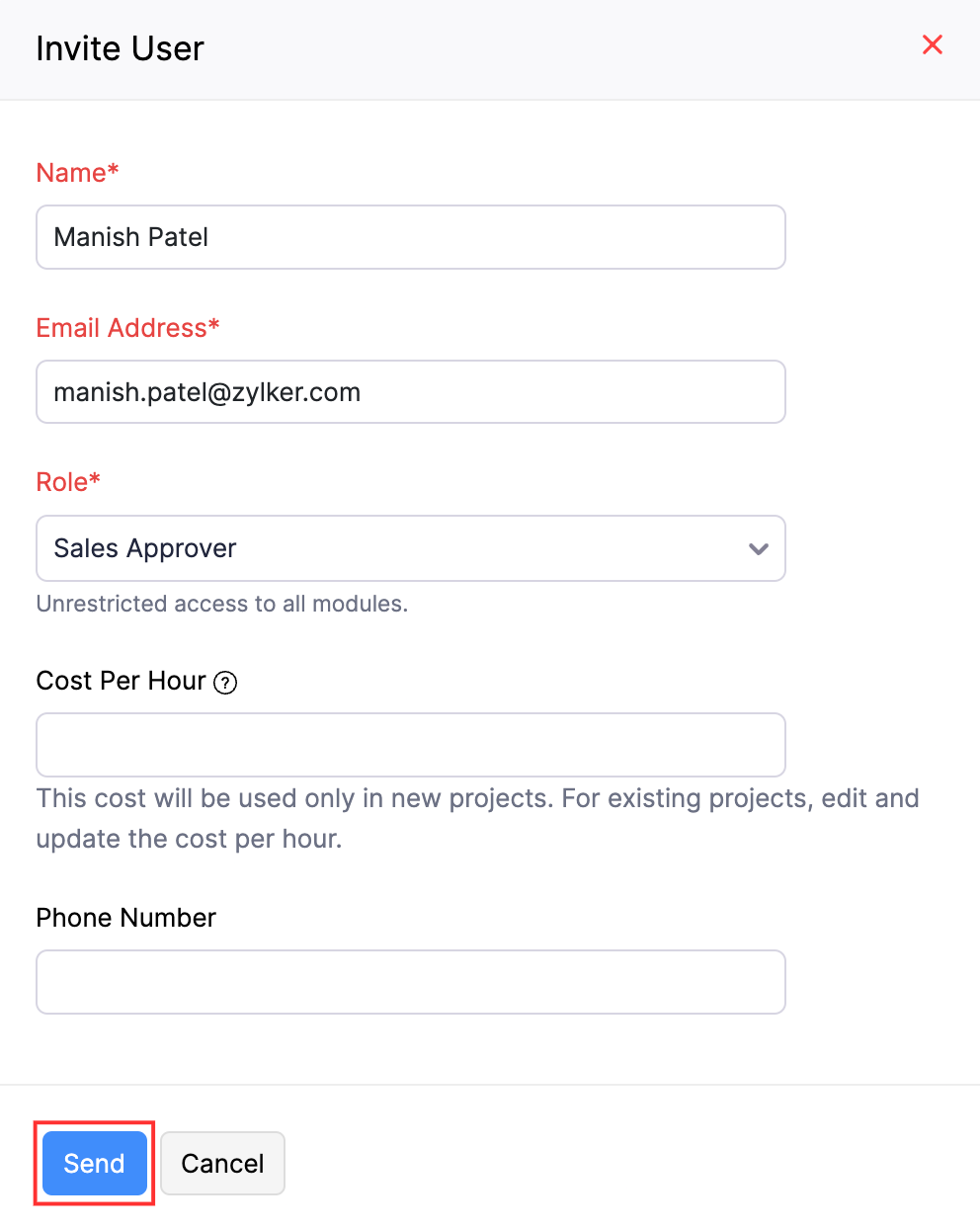 Invite a new user to the approver role