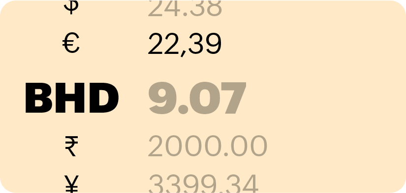 Numbers with global currency symbols highlights Zoho Books' multi-currency feature