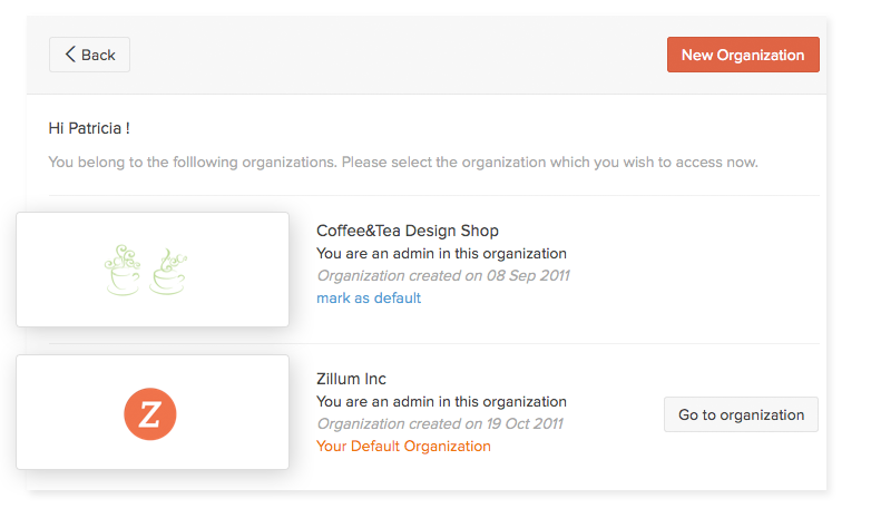 Add additional organizations Manage multiple organizations