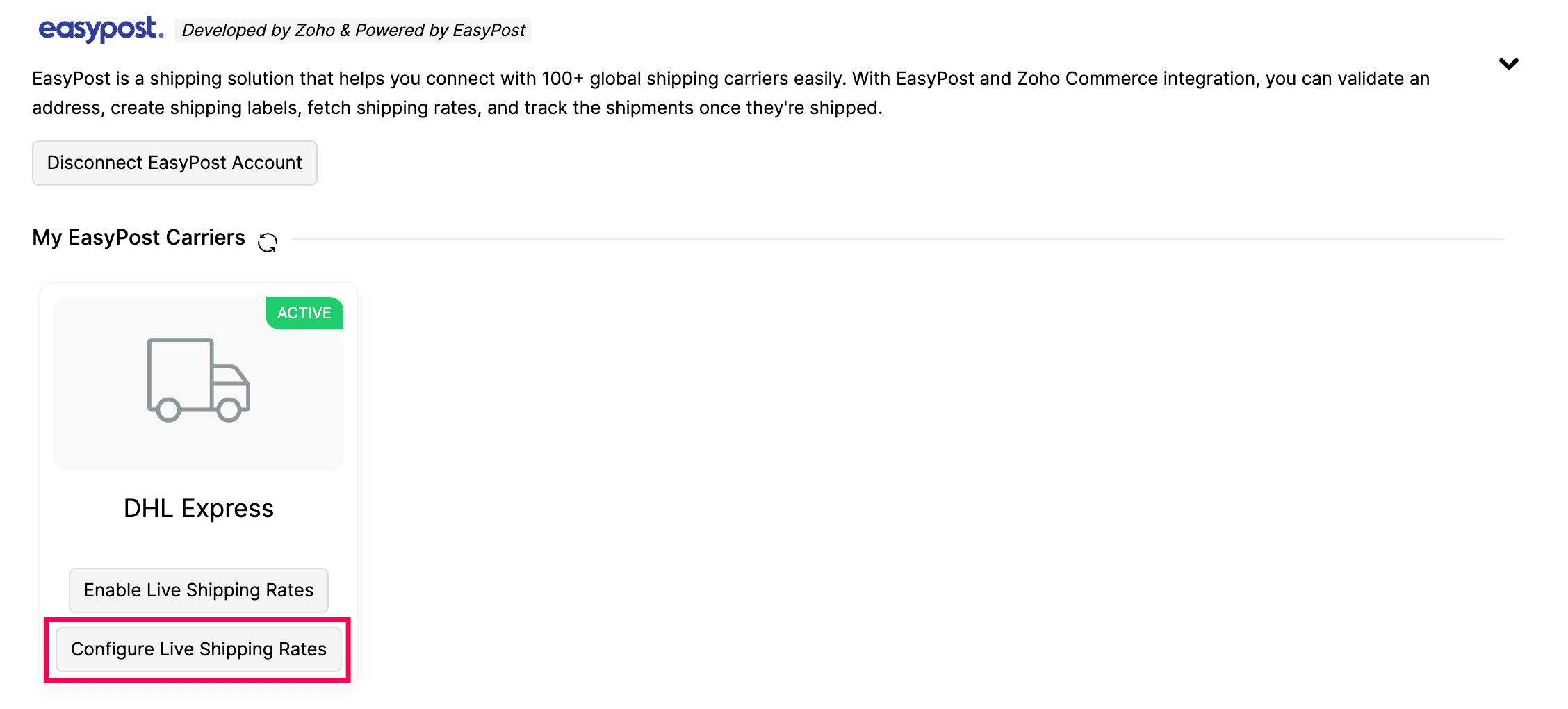 Configure Live Shipping