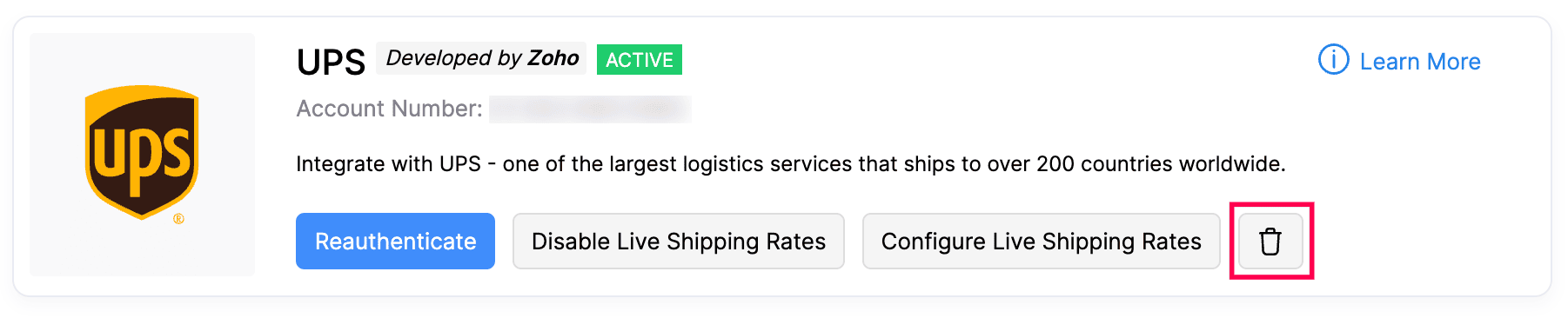 Delete UPS Integration