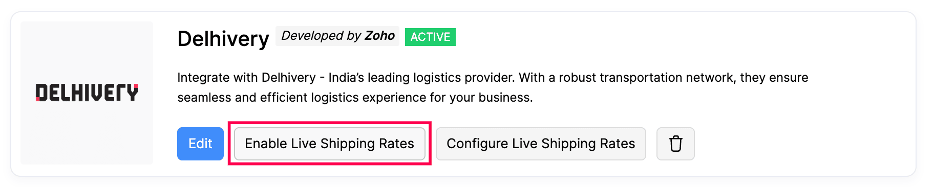 Enable Live Shipping