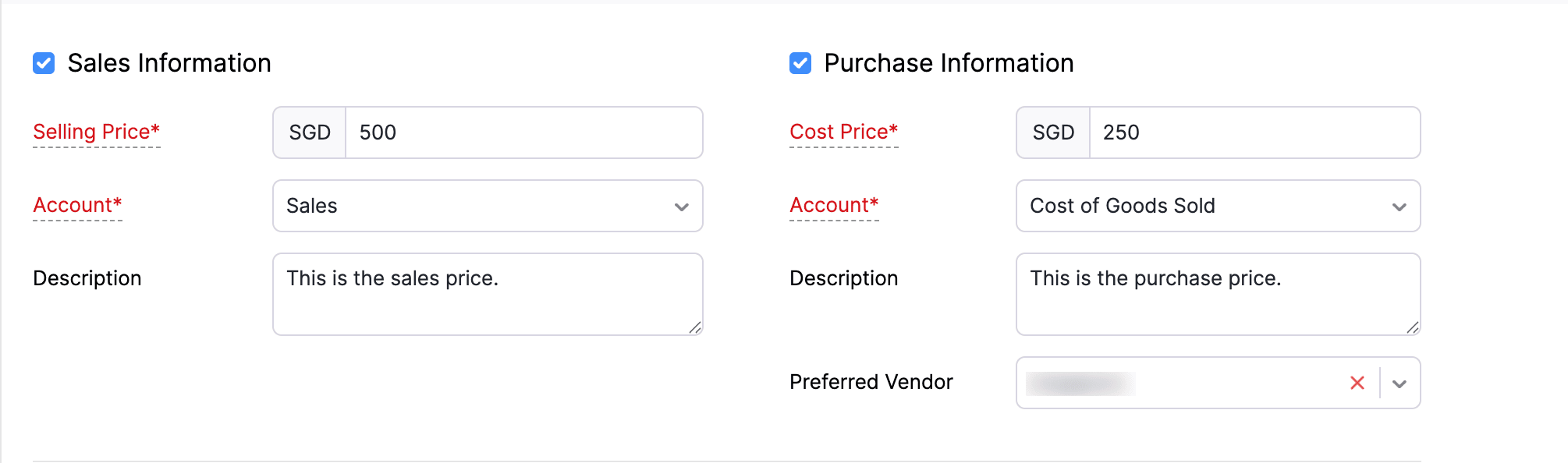 Sales and Purchase Information