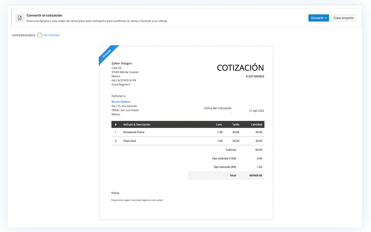 Convertir cotización en facturas - Software de cotización y facturas para pequeñas empresas | Zoho Books