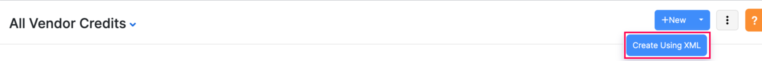 Create Using XML Button