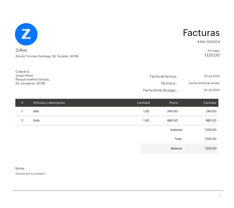 Landscape invoice template