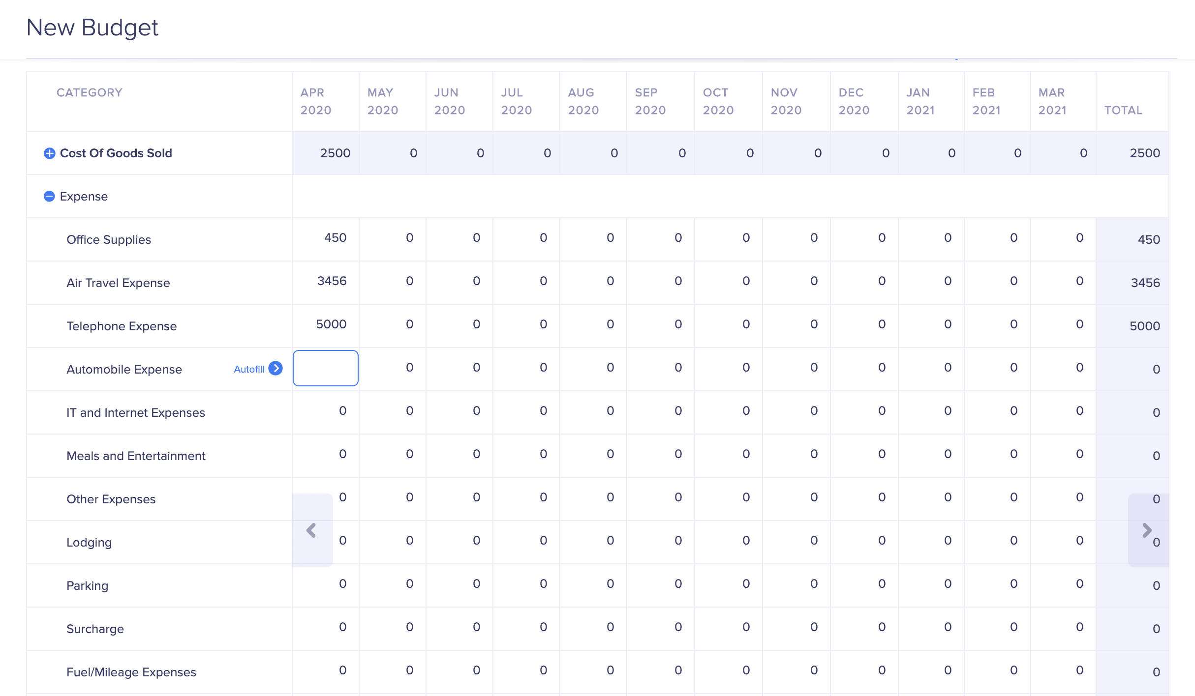 Enter Budget Manually
