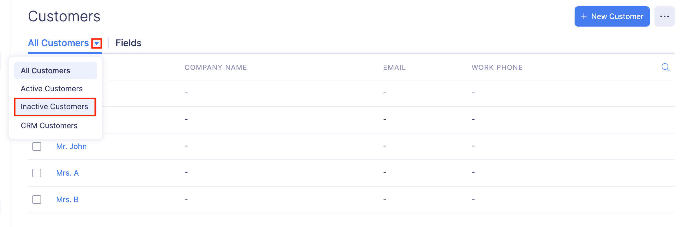 Mark a Customer as Active or Inactive