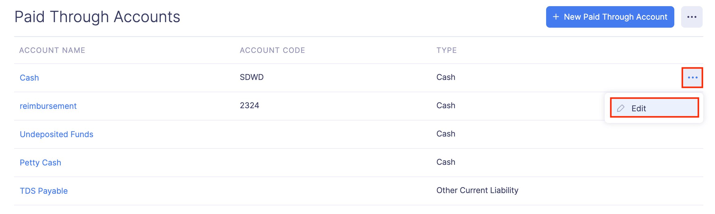 Edit Paid Through Account