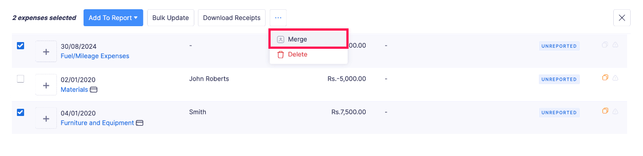 Merge Expenses