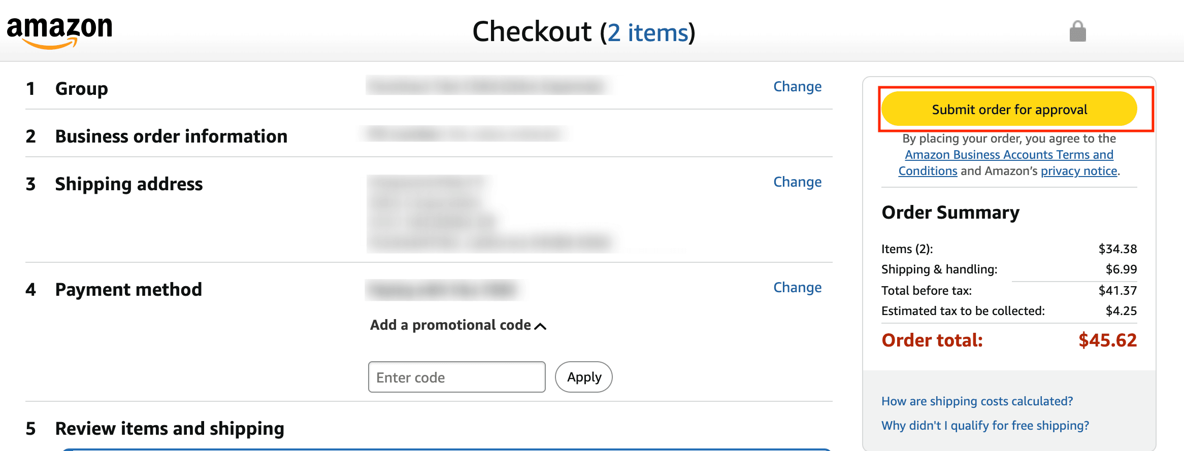 Submit Order for Approval