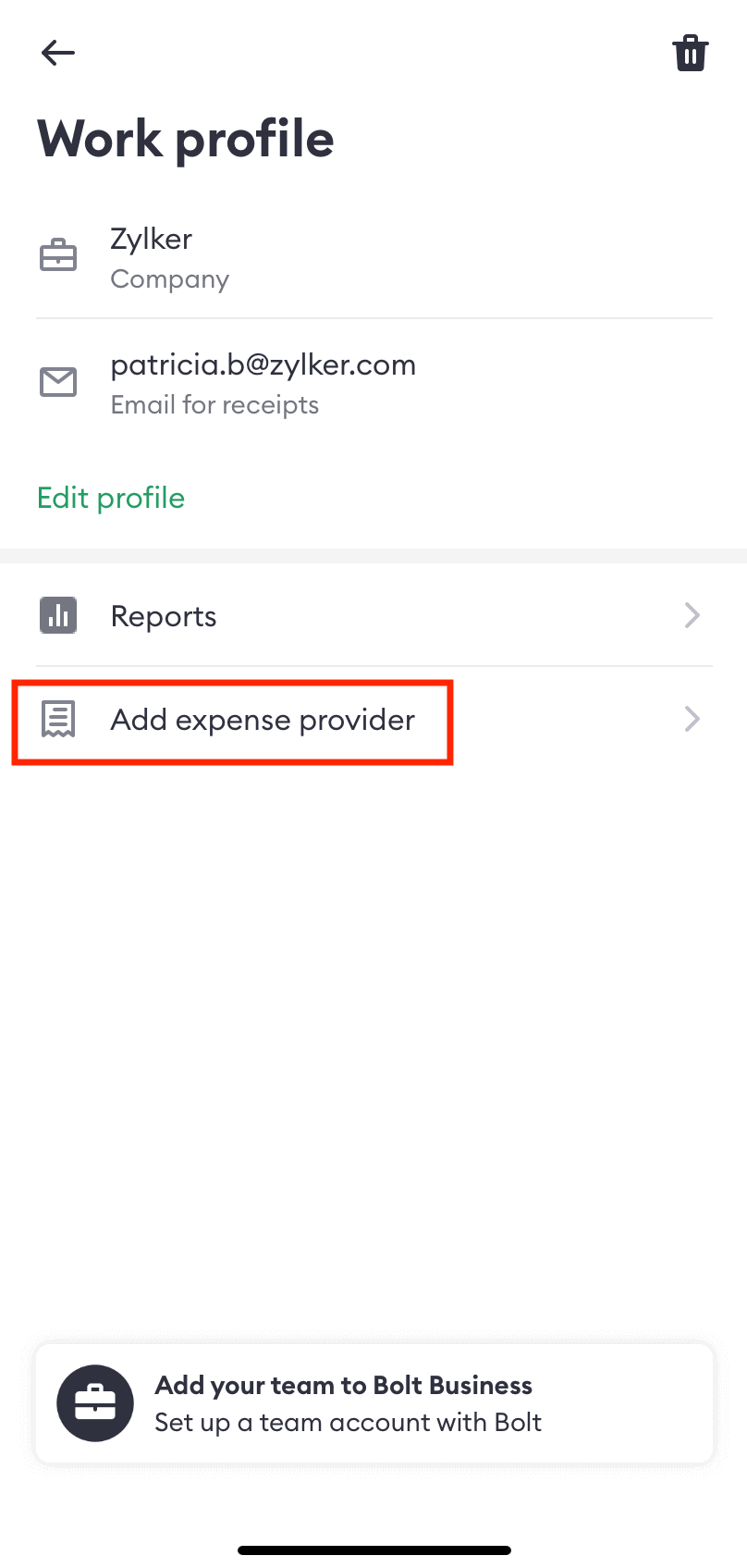 Create Bolt Work Profile