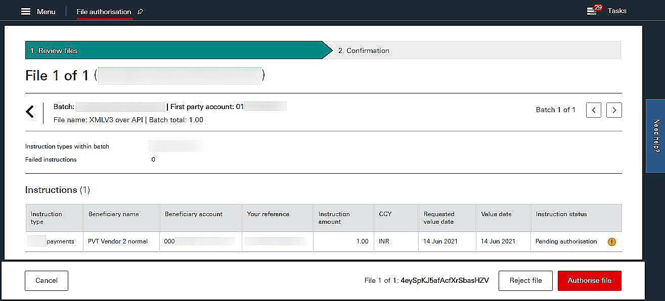 Authorise Payment in HSBCnet