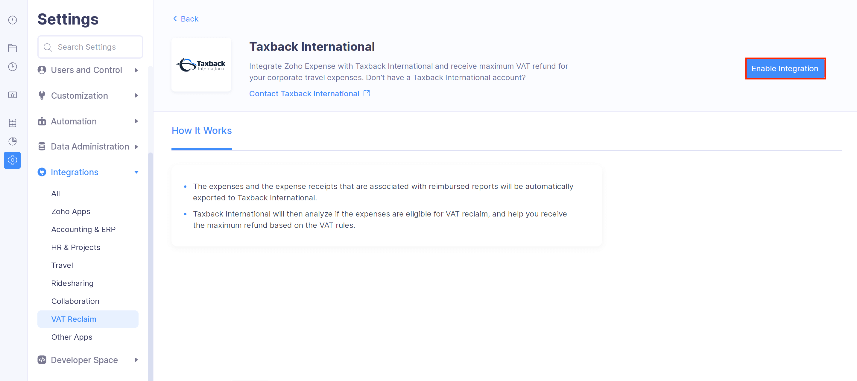 Enable the Integration