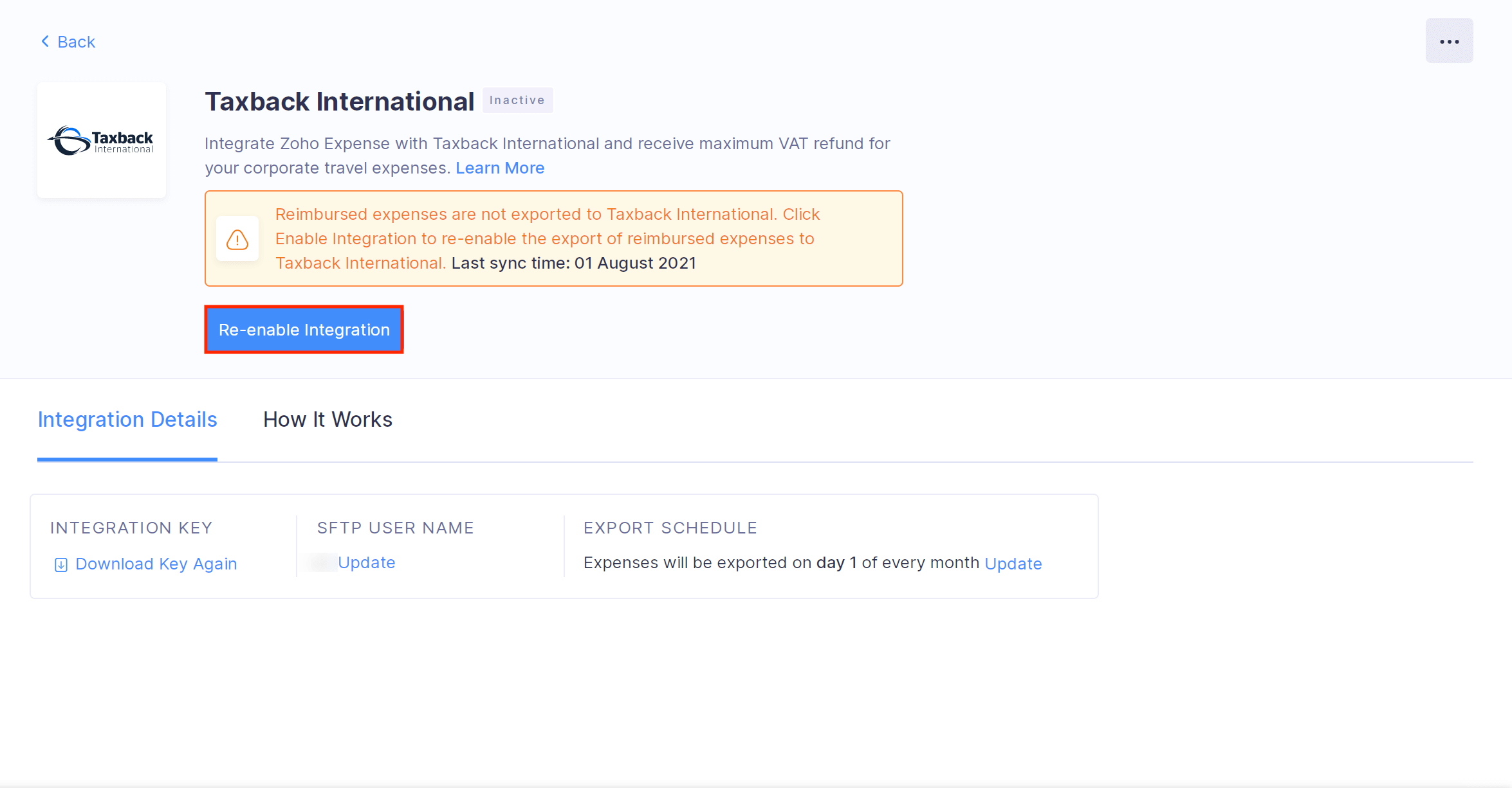 Re-enable Integration