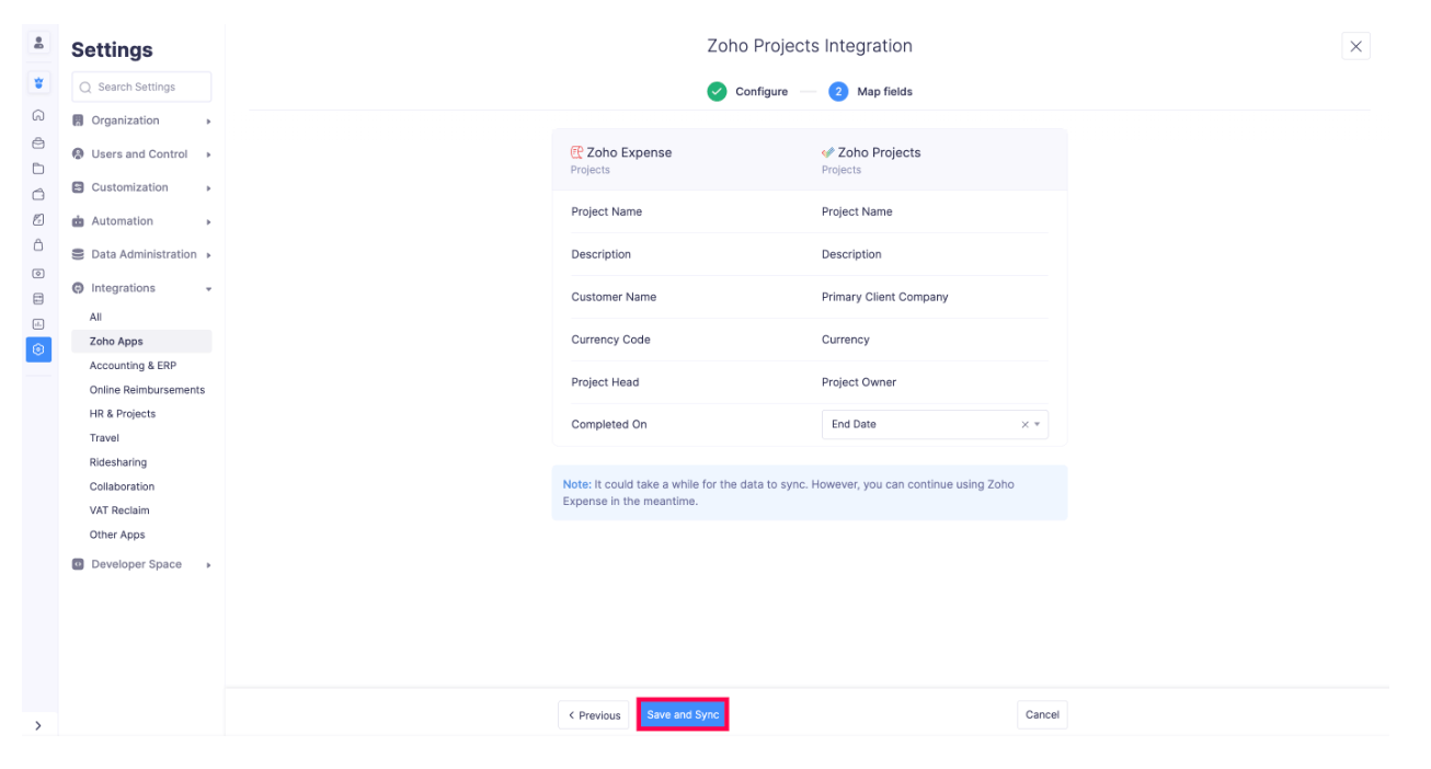 Connect to Zoho Projects