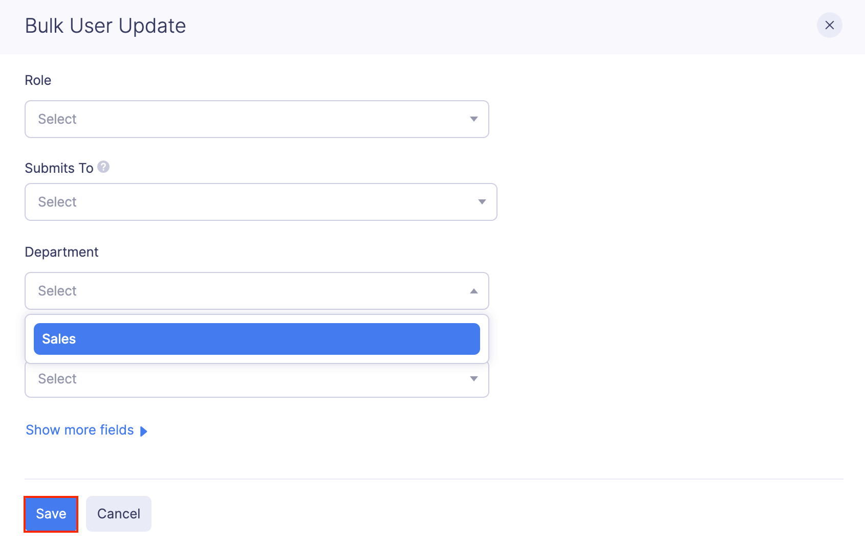 Assign Departments to Users