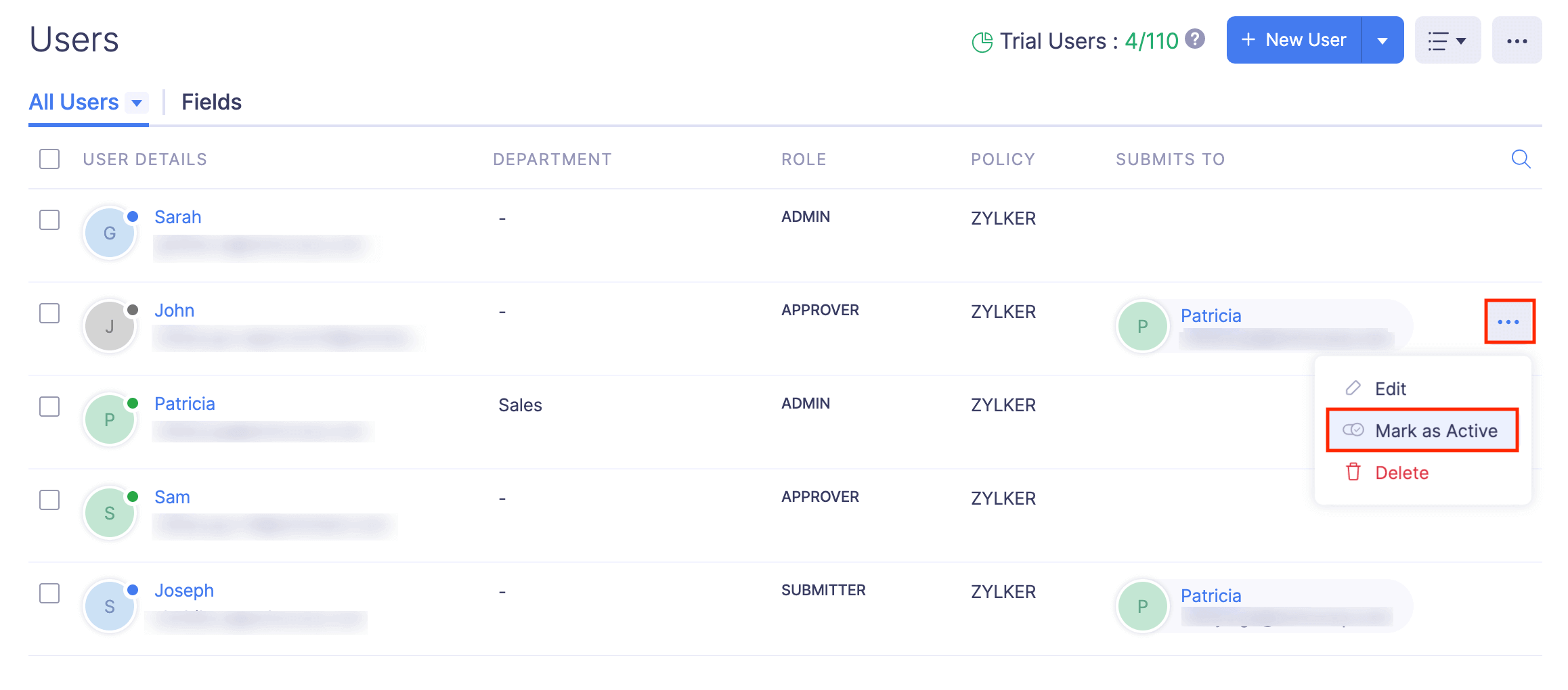 Mark a User as Active