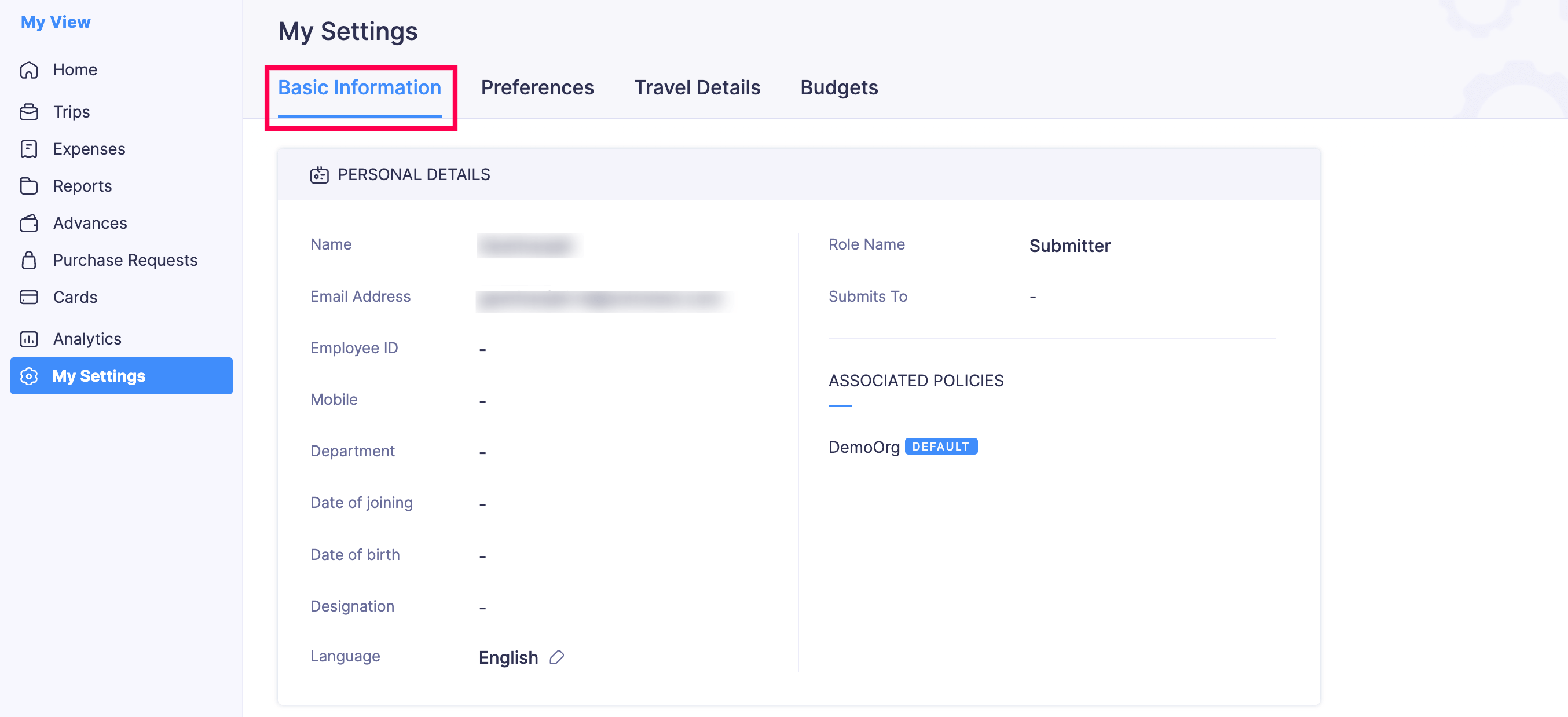 Adding Personal and Travel Details